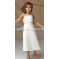 Sheath Column Spaghetti Straps Tea-length Satin Organza Flower Girl Dress